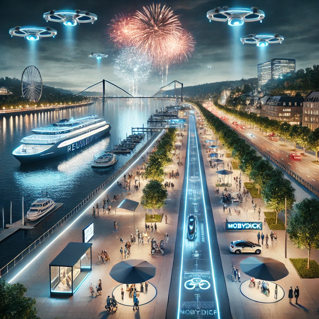 DALL·E%202025 02 04%2011.22.44%20 %20A%20futuristic%20cityscape%20of%20Bonn%20at%20sunset%20with%20the%20Rhine%20River%20in%20the%20foreground.%20Modern%20glass%20skyscrapers%20reflect%20in%20the%20water,%20while%20drones%20deliver%20p